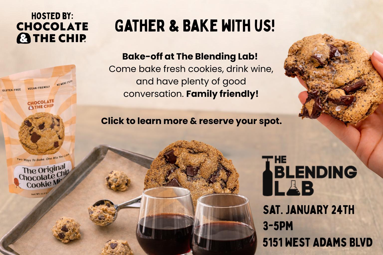 Gather & Bake with Chocolate and the Chip at The Blending Lab - JANUARY 24TH